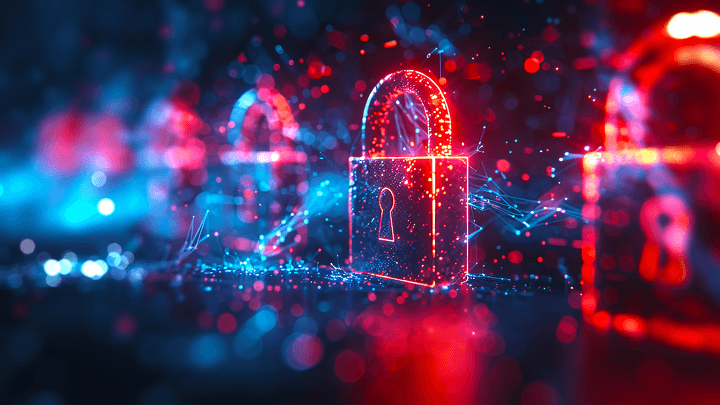 illuminated series of locks on dark background