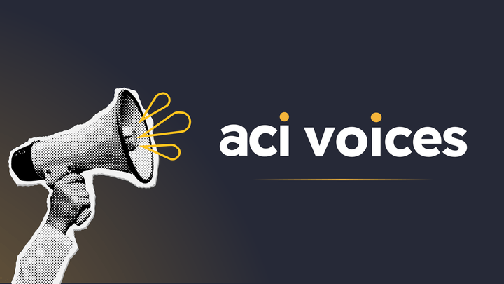 Megaphone beside words "ACI Voices"